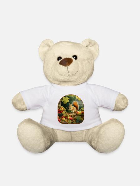 Frosch-Eichhörnchen-Apfel Erntezeit - Teddy - Weiß