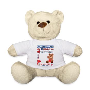 55th Birthday Man and Woman Guestbook - Teddy Bear - white - Front