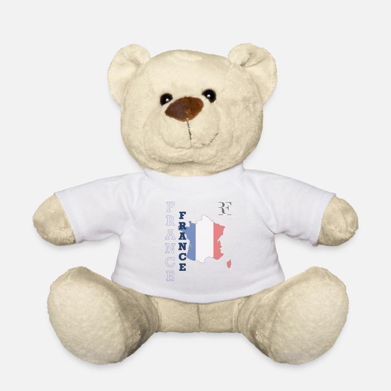 French Flag Style and Patriotism - Teddy Bear - white