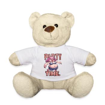 Sau rauslassen Partyzeit und Disco-Party-Schwein - Teddy - Weiß - Vorne