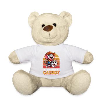 Cowboy Mouse chevauche le chat - Little Big Catboy - Nounours - blanc - Devant