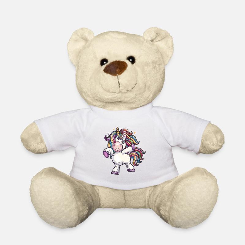 Bunter Einhorn Tanz - Teddy - Weiß