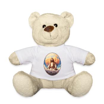 Jesus Snuggling Hot Air Balloon T Shirt, - Teddy Bear - white - Front