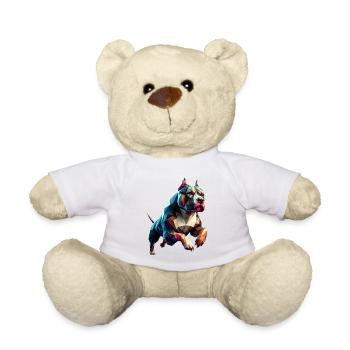 Pitbull Dog Running Origami Geometric 3D - Teddy Bear - white - Front