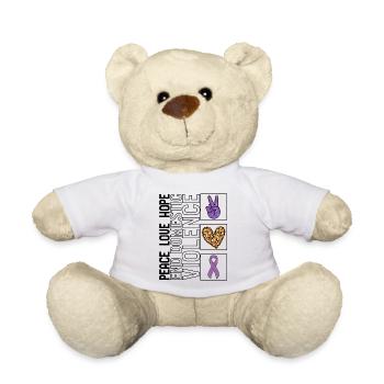 Bewusstseins-Shirt gegen häusliche Gewalt, Friedensliebe - Teddy - Weiß - Vorne