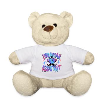 Bibliothekar-Assistent Berufsbezeichnung Bunte Bibliothek - Teddy - Weiß - Vorne