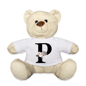 Tropical Floral Letter P - Teddy Bear - white - Front