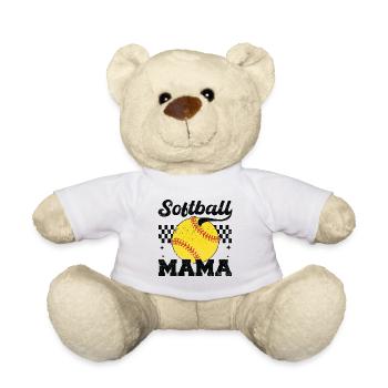 Softballll Mama Distressed Mother's Day Mom - Teddy Bear - white - Front