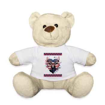 Heart Shaped American Flag Night Sky Stars - Teddy Bear - white - Front