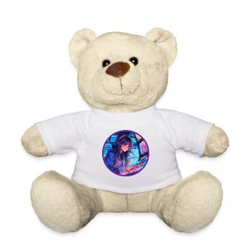 Arcade Anime Fille Vaporwave Neon Glow Rétro - Nounours - blanc - Devant