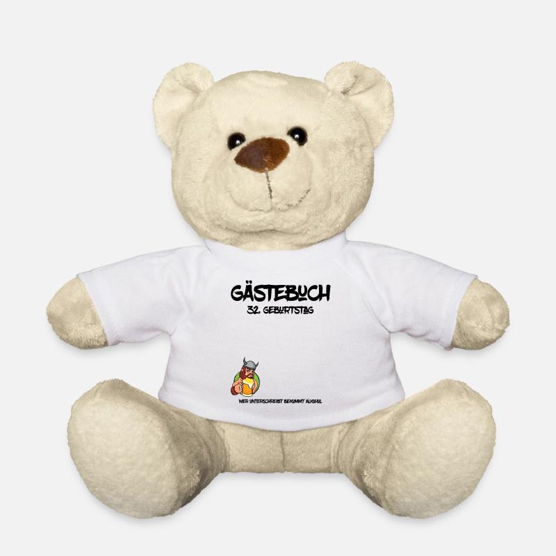 32. Geburtstag | Gästebuch Design - Teddy - Weiß