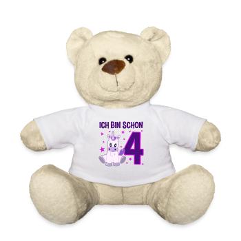 Unicorn Glitter Party 4 Years of Magic - Teddy Bear - white - Front