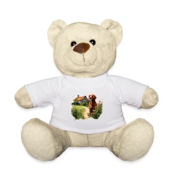 Irish Setter Emerald Dog Cottagecore Adventure - Teddy Bear - white - Front