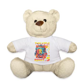 Enfants Anniversaire Robot Âge Cinq 5ème Anniversaire Robotique - Nounours - blanc - Devant