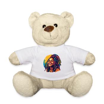 Smiling Jamaica Rastafarian Woman - Teddy Bear - white - Front