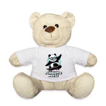 Cool panda with sunglasses on skateboard - Teddy Bear - white - Front