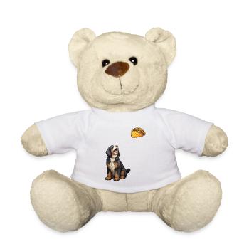 Bernedoodle Staring At Taco - Teddy Bear - white - Front