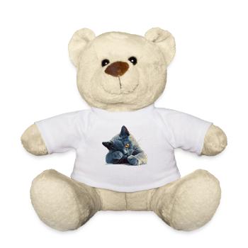 Chat bleu russe Russisch Blau Katze - Nounours - blanc - Devant