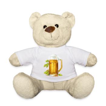 Frosty beer in a jug with hops and barley - Teddy Bear - white - Front