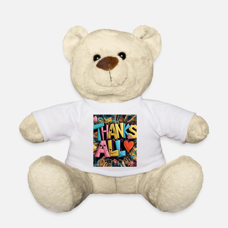 style graffiti merci coeur design - Nounours - blanc