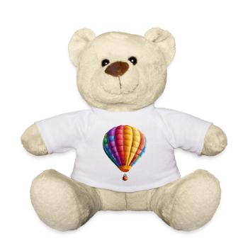 Des montgolfières colorées s’élevant dans le ciel - Nounours - blanc - Devant