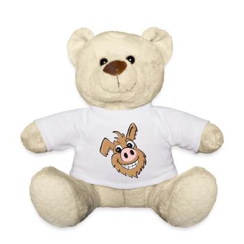 Schweinehund - freundlich - Teddy - Weiß - Vorne