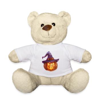 Unheimliche Kürbislaterne mit Hexenhut - Teddy - Weiß - Vorne