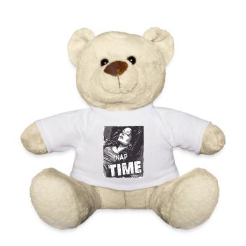 Cartoon Comic, Woman Sleeping, Nap Sleeping - Teddy Bear - white - Front