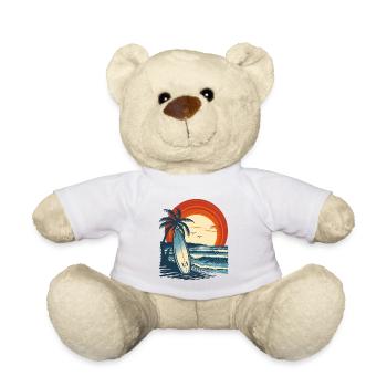 Planche de surf sur la plage au coucher du soleil - Nounours - blanc - Devant
