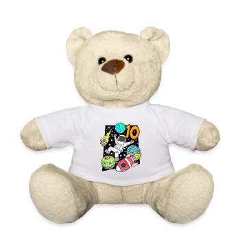 10 Birthday Boy Astronaut Rocket - Ten Years - Teddy Bear - white - Front