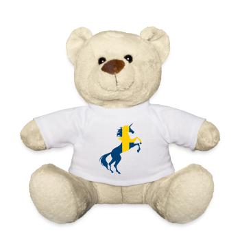 Licorne Suède Drapeau T-Shirt Licorne Magique Suédois - Nounours - blanc - Devant