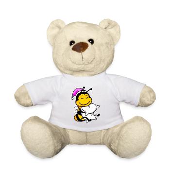 Bee Tired Sleep Off Sleeping Girl - Teddy Bear - white - Front