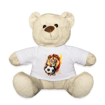 Löwe Deutschland Fußball Bunt Tier Print - Teddy - Weiß - Vorne