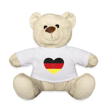 Vintage Herz Flagge Fussball Handball Deutschland - Teddy - Weiß - Vorne