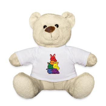 Hasen Regenbogen Flagge Pride Monat süßer Hase - Teddy - Weiß - Vorne