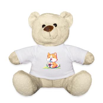 Hund der Bubble Tee trinkt Boba and Dogs Anime - Teddy - Weiß - Vorne