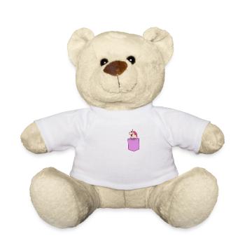 Poche Licorne Rose T-Shirt Funny Rainbow Magique - Nounours - blanc - Devant