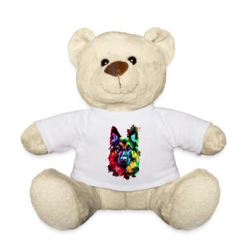 German Shepherd Bright Colors Pop Art Dog Shepherd Dogs - Teddy Bear - white - Front