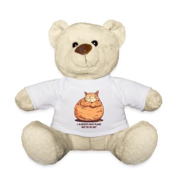 A very chubby, fat cat with a plan - Teddy Bear - white - Front