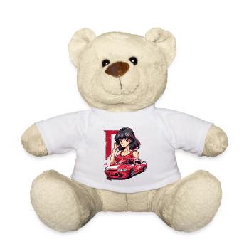 D for Initial: Retro Anime Vintage Japanese JDM - Teddy Bear - white - Front