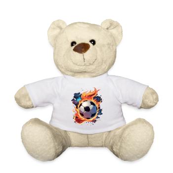 Ballon de football volant avec des flammes. - Nounours - blanc - Devant