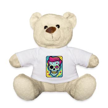 Drôle, Cool Pop Art Crâne Crâne - Nounours - blanc - Devant