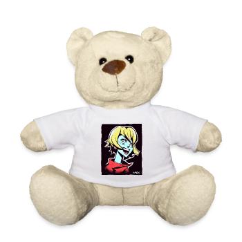 Fille d’anime cool et heureuse - Nounours - blanc - Devant