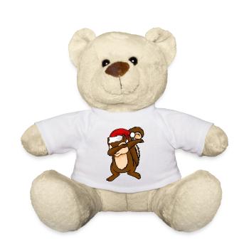 Dabbing Eichhörnchen mit Weihnachtshut Streifenhörnchen Dab - Teddy - Weiß - Vorne