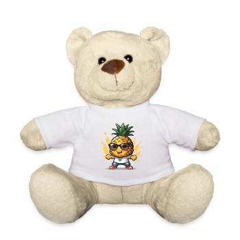 Funny pineapple with sunglasses - Teddy Bear - white - Front