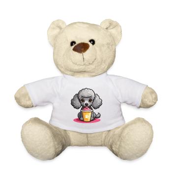 Pudel Dame beim Futtern - Teddy - Weiß - Vorne