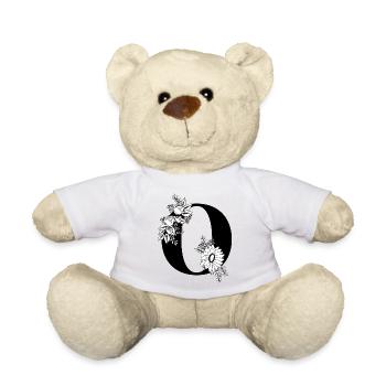 Lettre o floral noir et blanc - Nounours - blanc - Devant