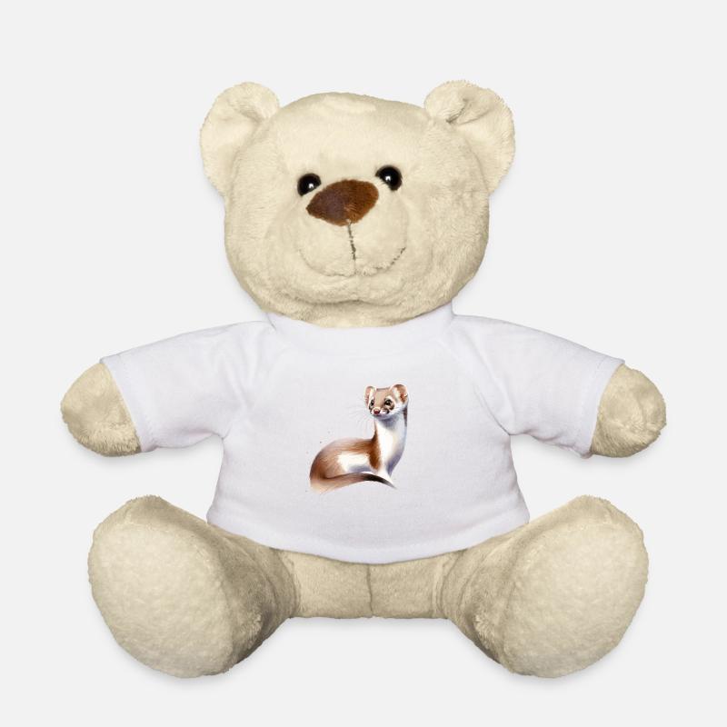 Watercolor Mauswiesel - Teddy - Weiß