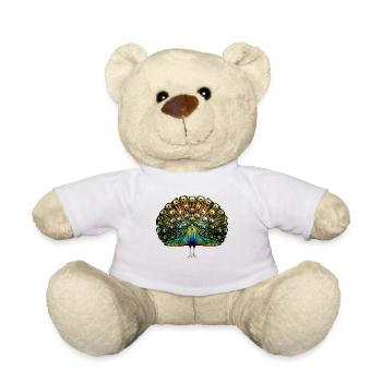 Pfau Blauer Pfau Pfauen Peacock Rad Pfauenrad Pfau - Teddy - Weiß - Vorne
