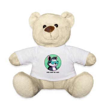 Work smart, not hard: Smart dog with glasses - Teddy Bear - white - Front